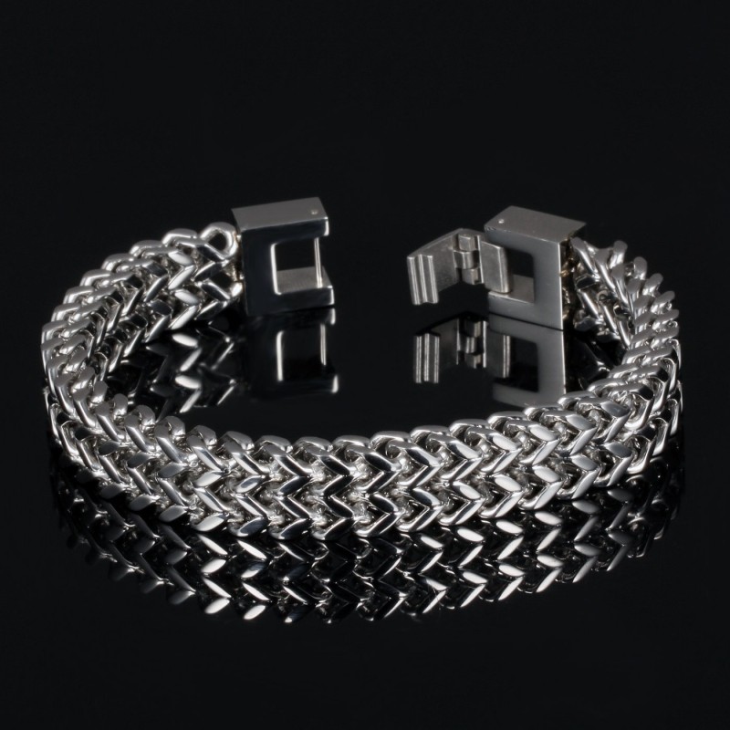 Square Fish Scale Men's Titanium Steel Bracelet