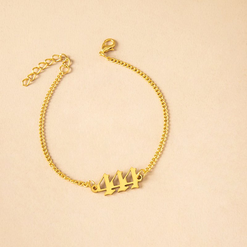 Stainless Steel Lucky Peach Heart Number 4 Bracele...