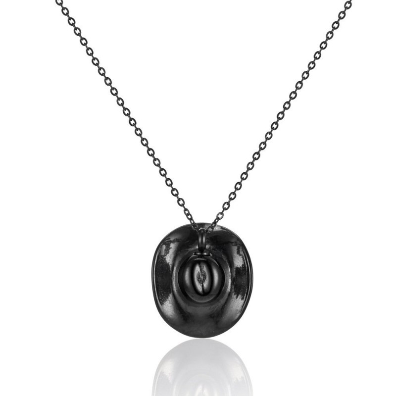 Small Note Necklace Titanium Steel Cowboy Hat Neck...