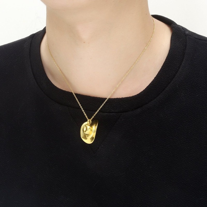 Small Note Necklace Titanium Steel Cowboy Hat Necklace