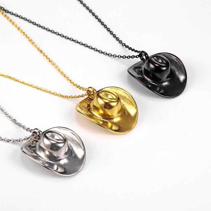 Small Note Necklace Titanium Steel Cowboy Hat Necklace