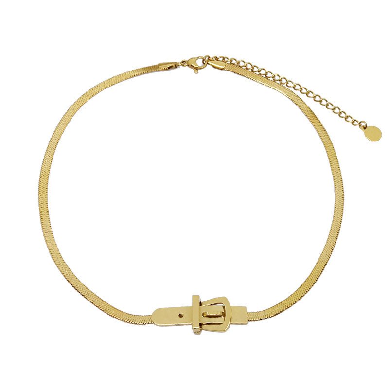 Belt Buckle Snake Bone Chain Necklace Necklace