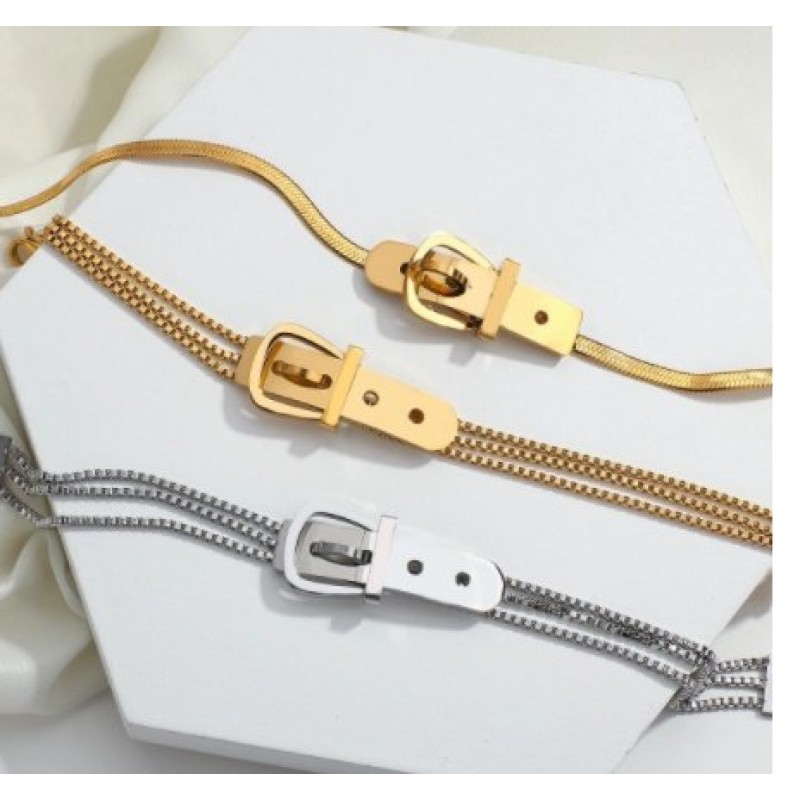 Belt Buckle Snake Bone Chain Necklace Necklace