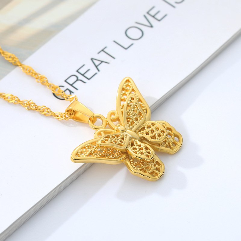 Butterfly Necklace Female Necklace Water Wave Chai...