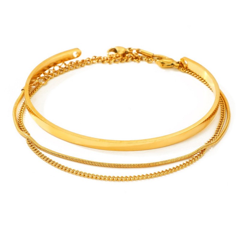 Layered Bracelet Snake-chain Box Chain, Cuban-link Chain Set