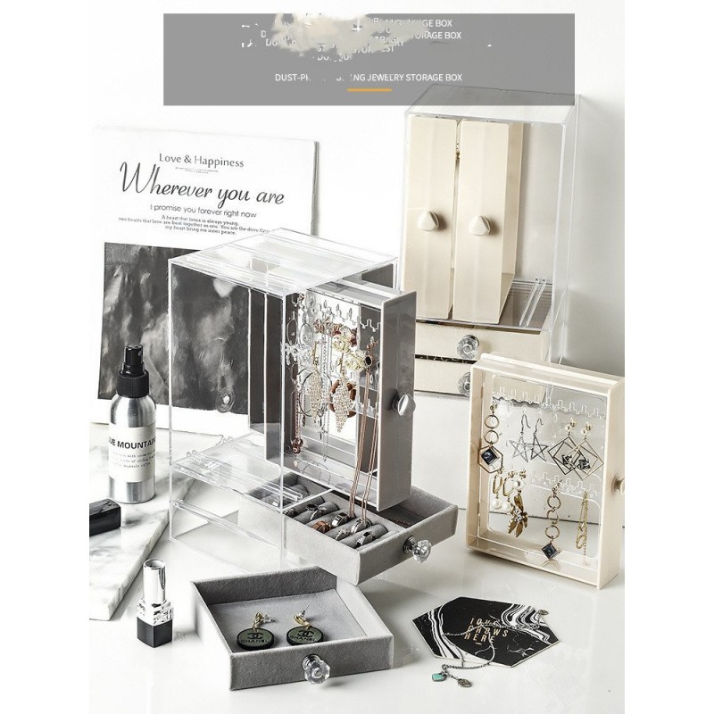 Transparent Jewelry Storage Box Jewelry Organizer Dustproof Display