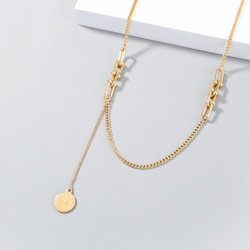 All-match Character Round Necklace Stitching Necklace