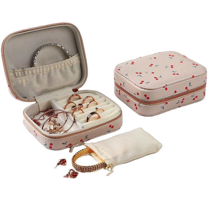 Portable Earrings Ring Jewelry Leather Jewelry Storage Case