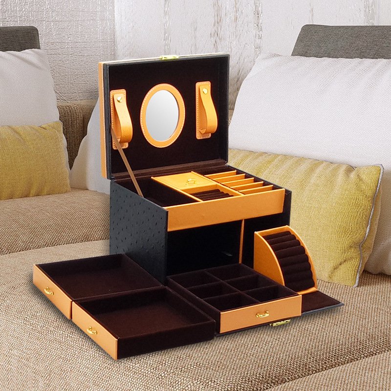 Leather Jewelry Storage Drawer High-end Jewelry Bo...