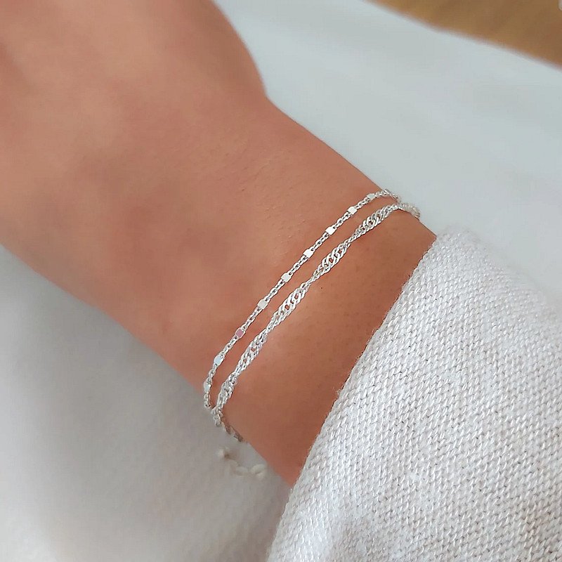 Stacked Twisted-link Chain Bracelet For Women