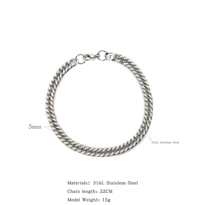 Stainless Steel Four-sided Polished Bracelet
