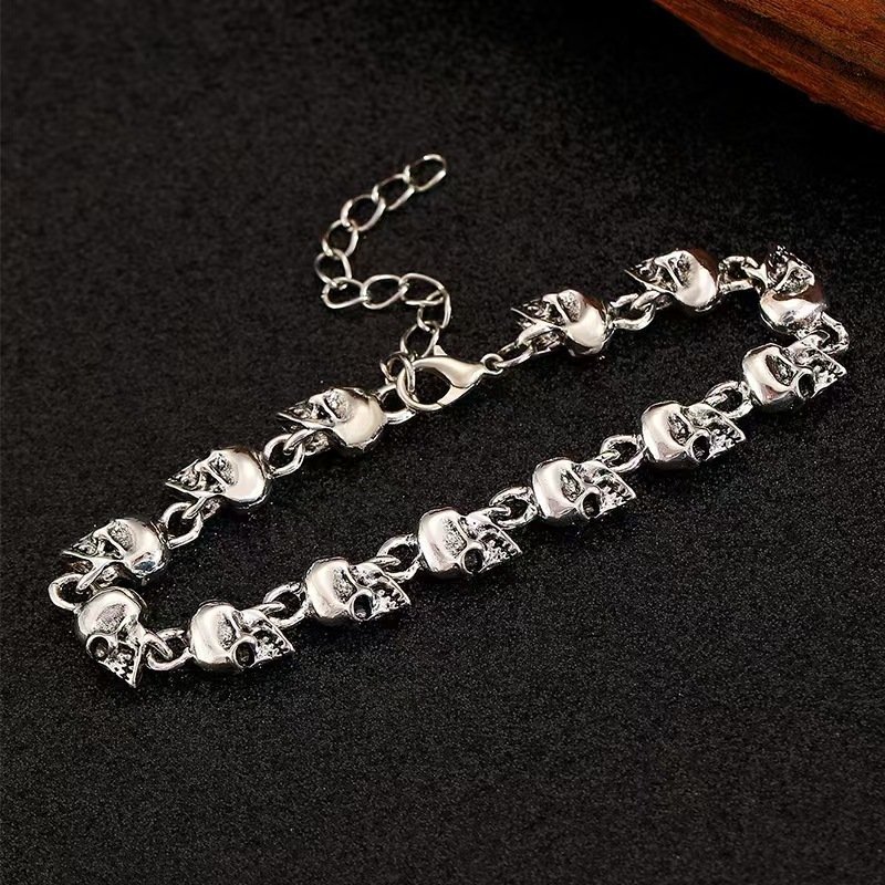Retro Dark Punk Style Personalized Mens Skull Bracelet