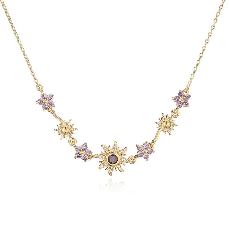 Colored Diamond Daisy And Sunflower Bracelet Necklace