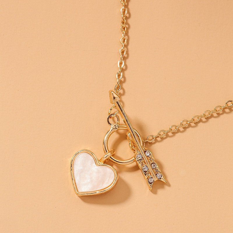 Romantic Heart Necklace Copper Zircon Pendant Neck...