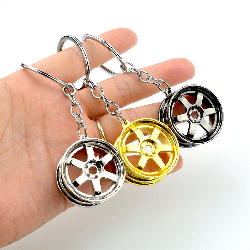 Creative Stereo Car Modification Fittings Wheel Hub Metal Keychains