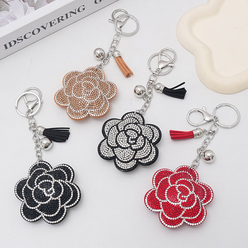 Creative Plum Blossom Hot Rhinestone Keychain Fash...