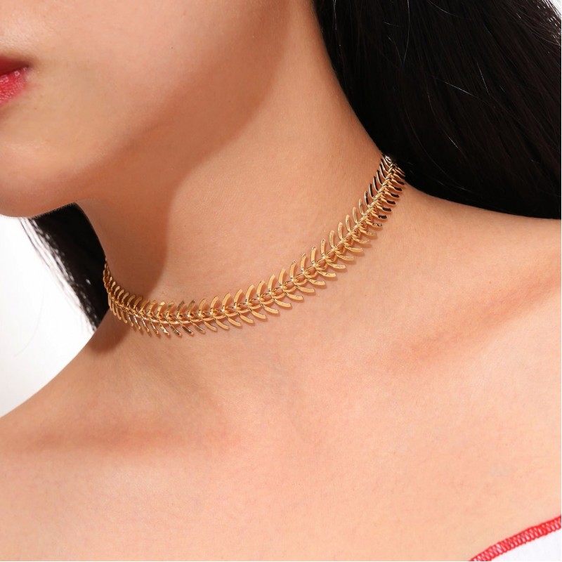 Fishbone Chain Short Necklace Clavicle Women's Necklace