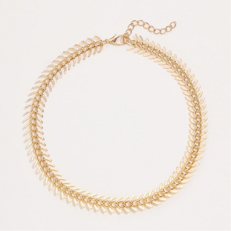 Fishbone Chain Short Necklace Clavicle Women's Nec...