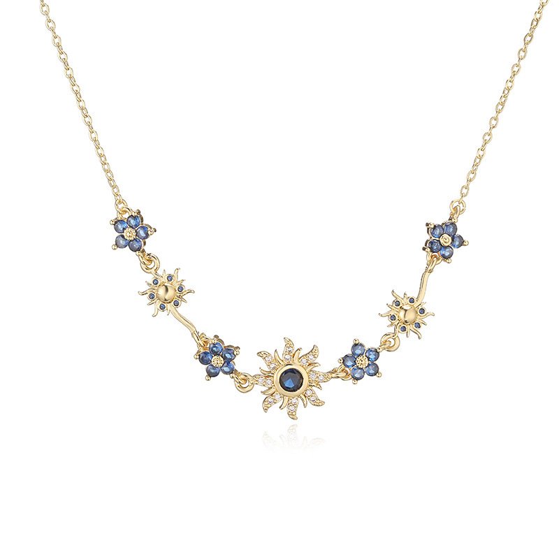 Colored Diamond Daisy And Sunflower Bracelet Necklace