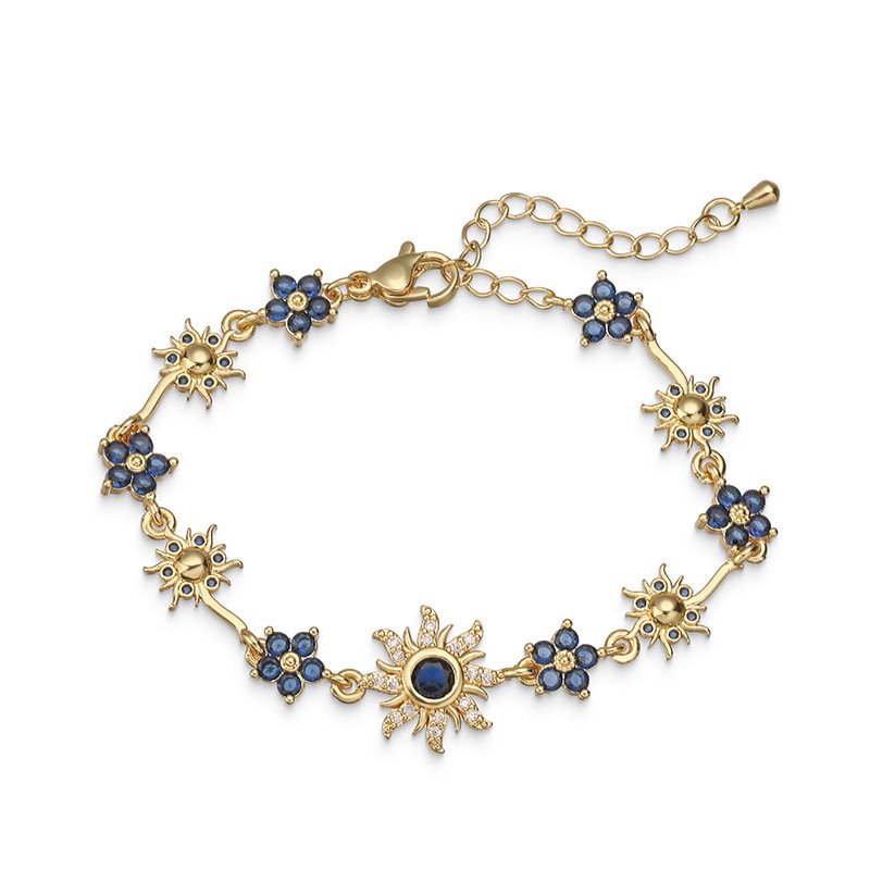 Colored Diamond Daisy And Sunflower Bracelet Necklace