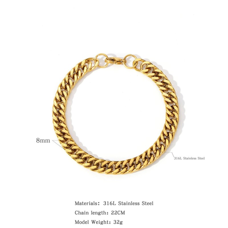 Stainless Steel Four-sided Polished Bracelet