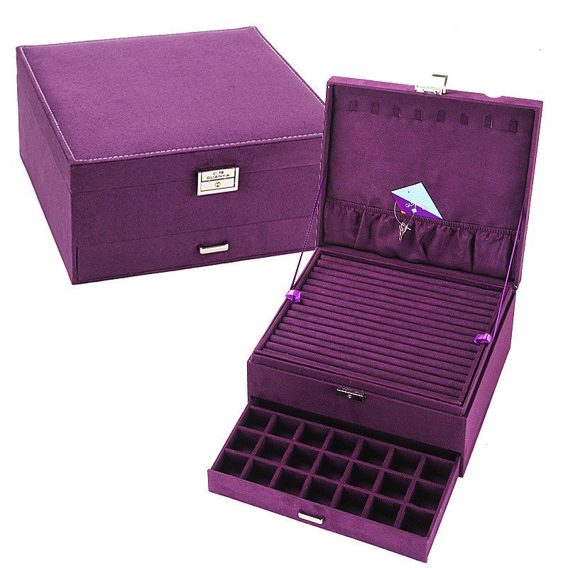 Flannelette Jewelry Box Large Space Three Layer Jewelry Box
