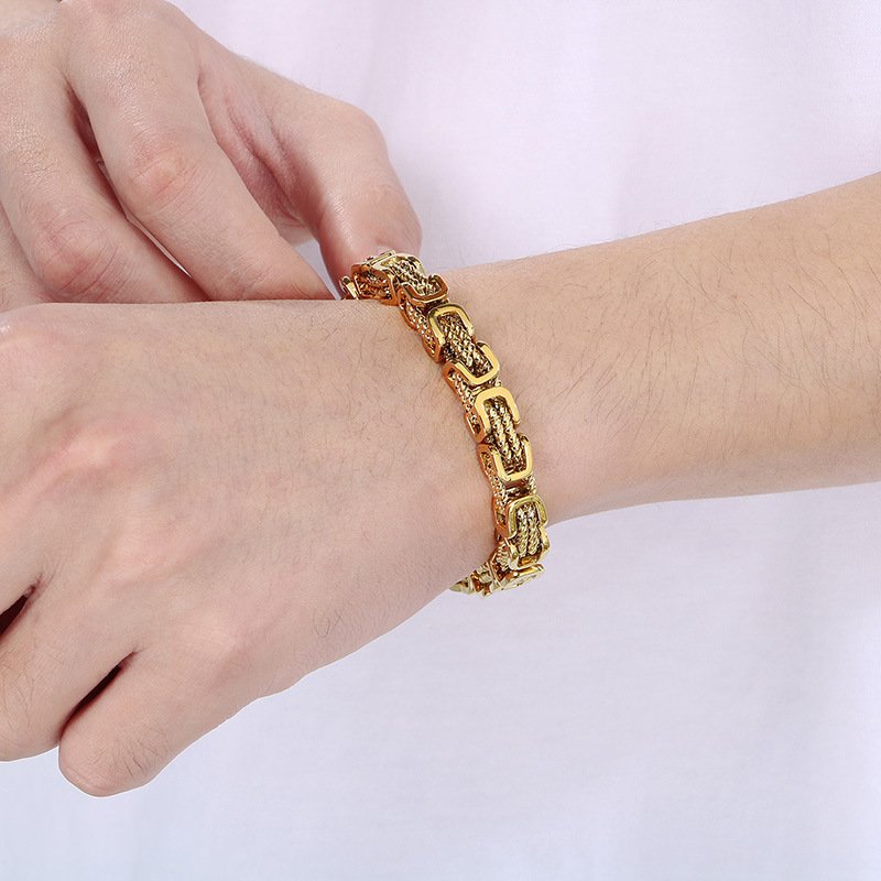 Retro Style Minimalist Hand Knotted Titanium Steel Mens Bracelet