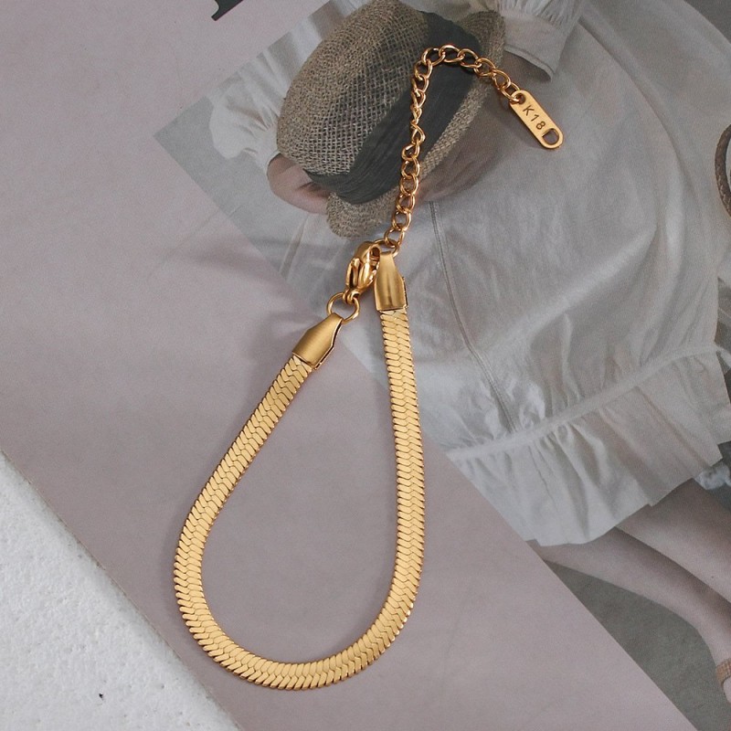 Women's Simple Stainless Steel Gold Plated Snake Chain