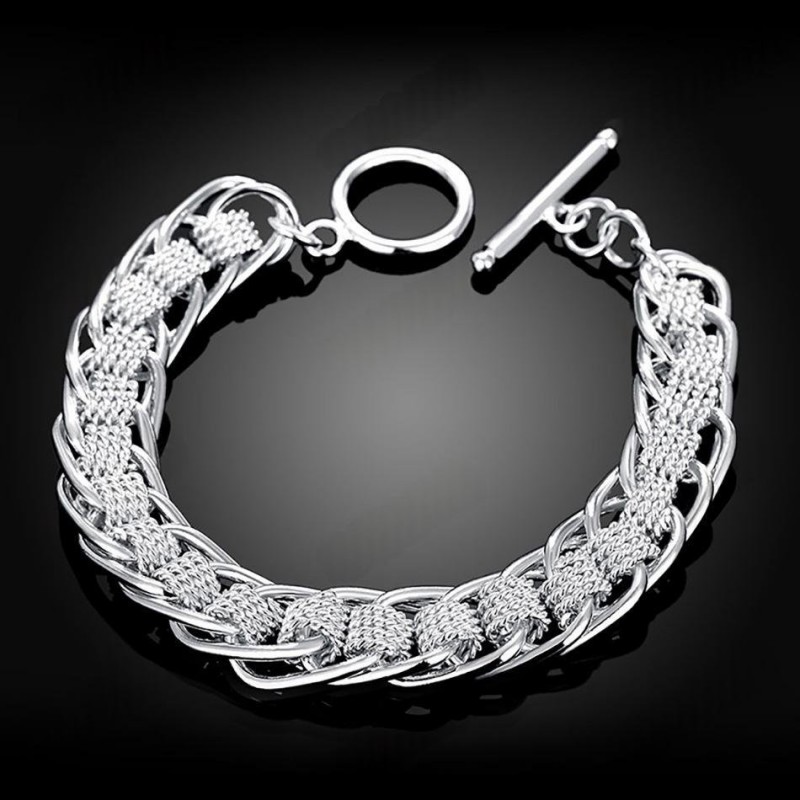 Womens Knitted Circle Retro Large-Tooth Bracelet