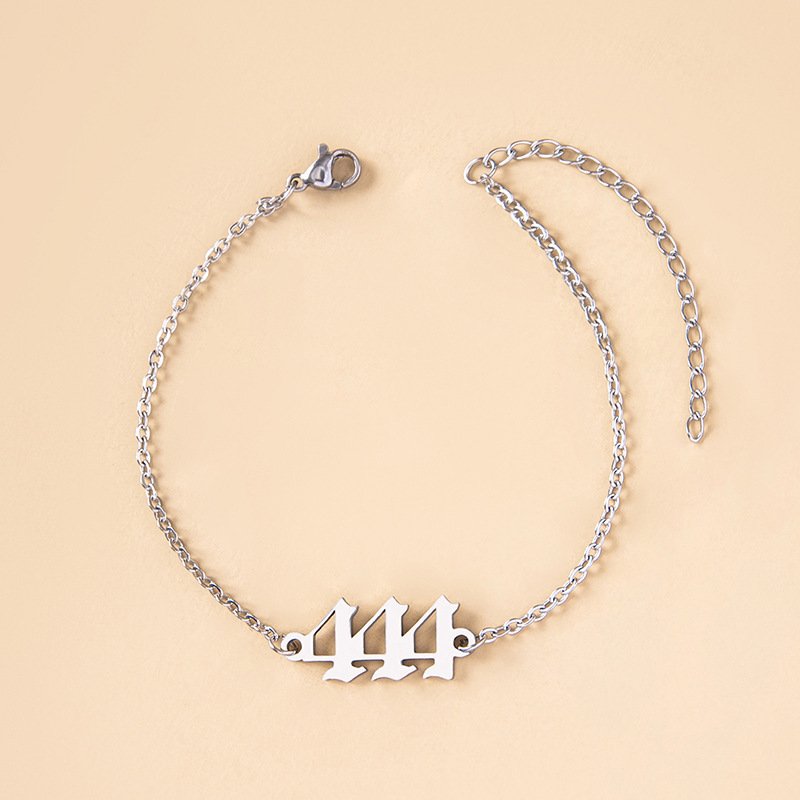 Stainless Steel Lucky Peach Heart Number 4 Bracelet
