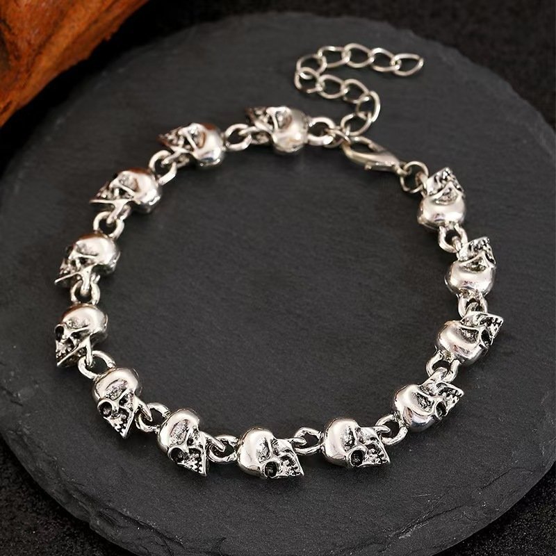 Retro Dark Punk Style Personalized Mens Skull Bracelet