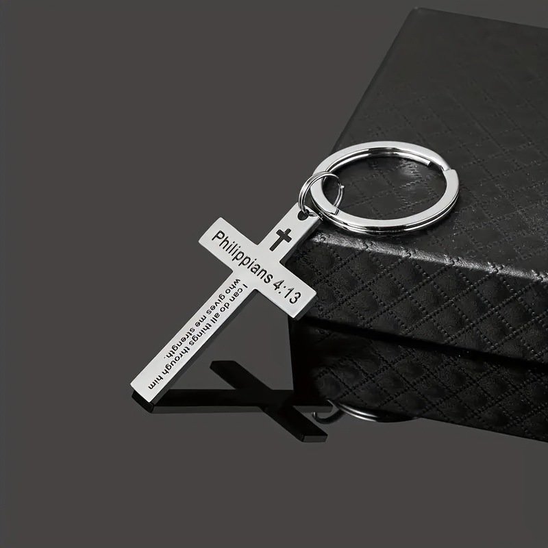 Personality Trend Stainless Steel Faith Cross Scri...