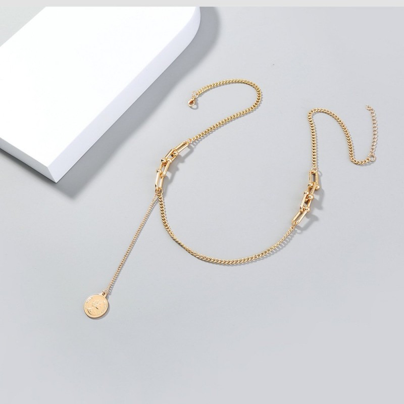 All-match Character Round Necklace Stitching Neckl...