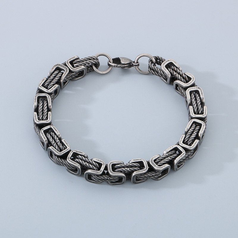 Retro Style Minimalist Hand Knotted Titanium Steel...