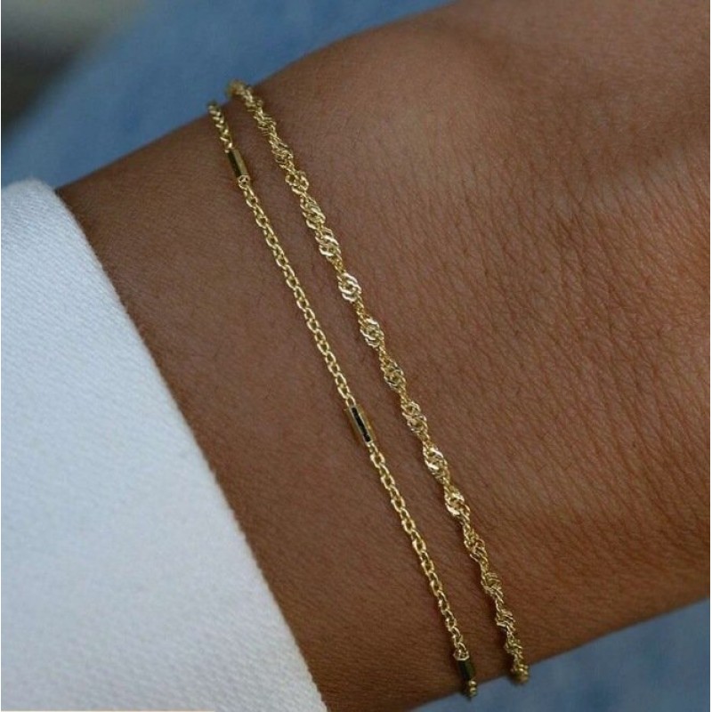 Stacked Twisted-link Chain Bracelet For Women