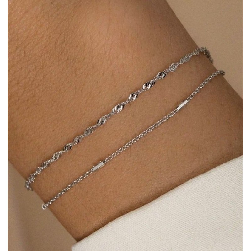 Stacked Twisted-link Chain Bracelet For Women