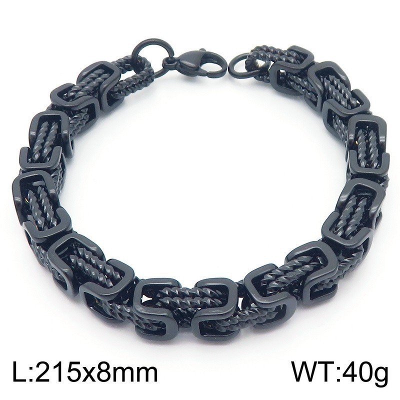 Retro Style Minimalist Hand Knotted Titanium Steel Mens Bracelet