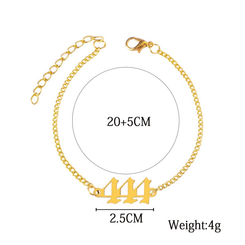 Stainless Steel Lucky Peach Heart Number 4 Bracelet