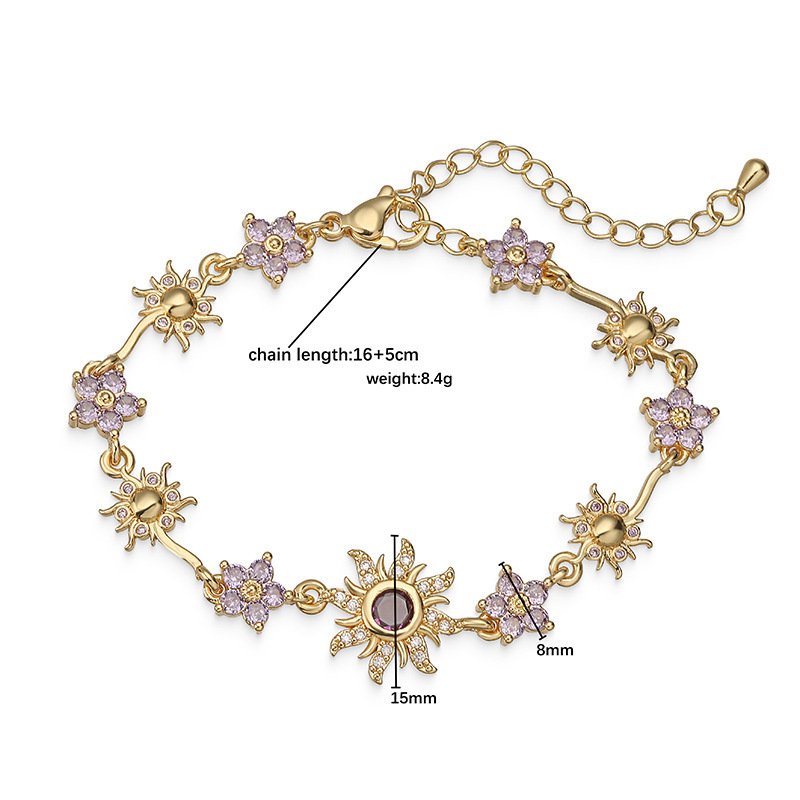 Colored Diamond Daisy And Sunflower Bracelet Necklace