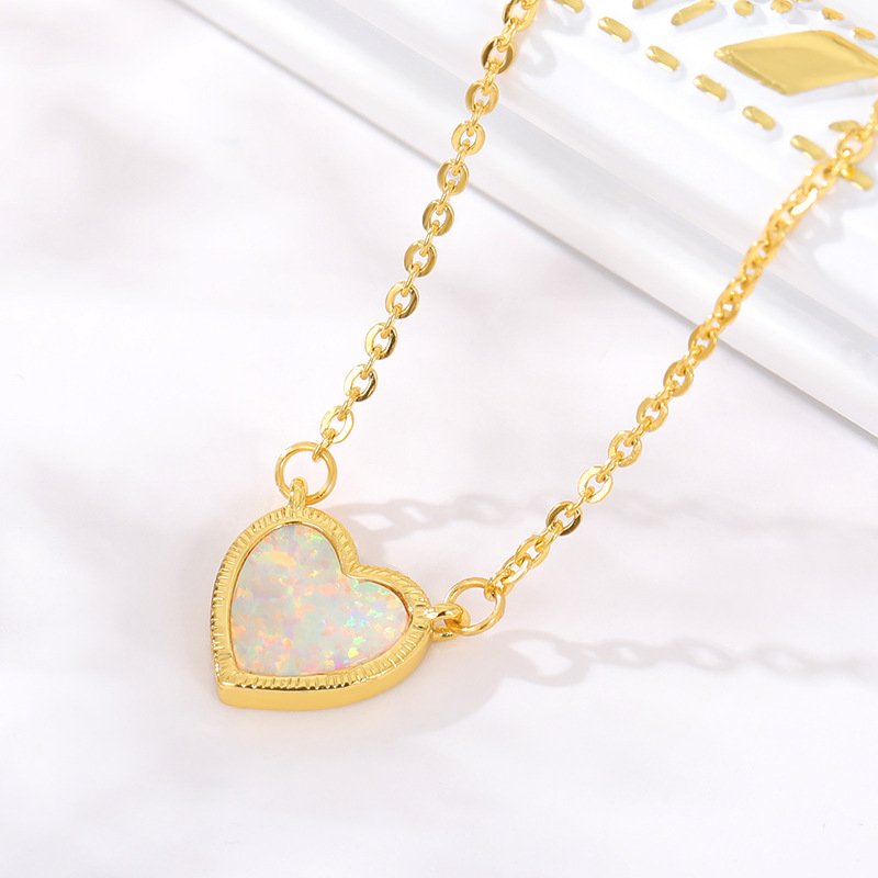 Romantic Heart Necklace Copper Zircon Pendant Necklace