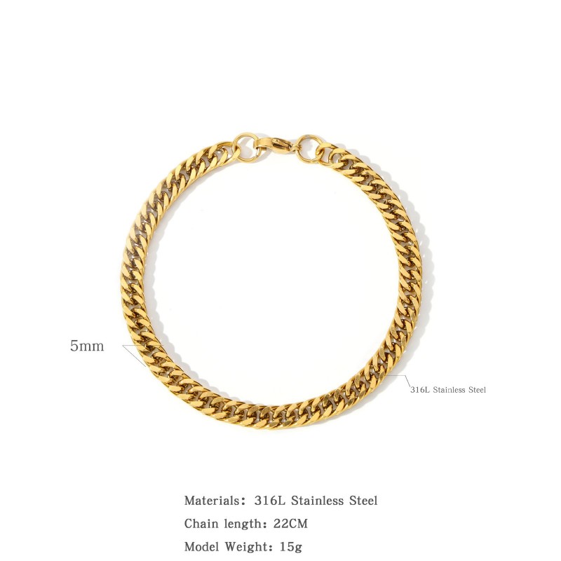 Stainless Steel Four-sided Polished Bracelet