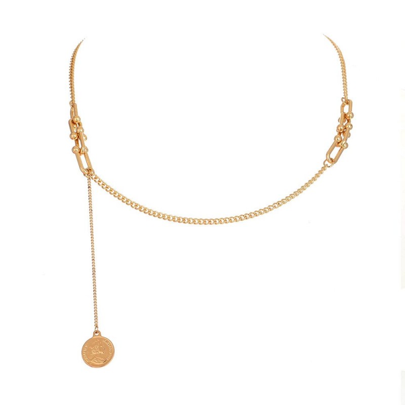 All-match Character Round Necklace Stitching Necklace