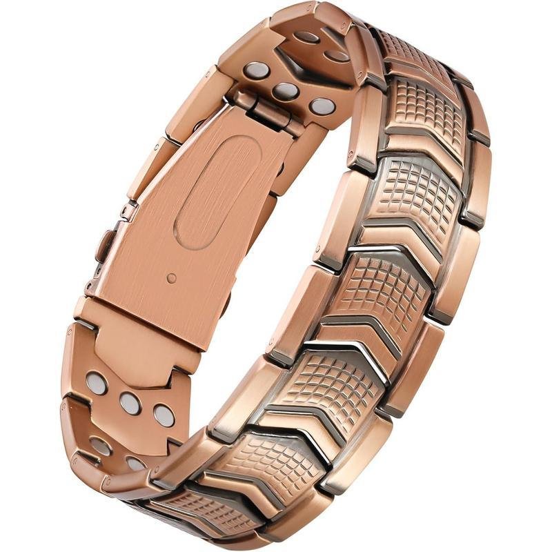 Mens Antique Copper-Color Bracelet Three-Row Full-...
