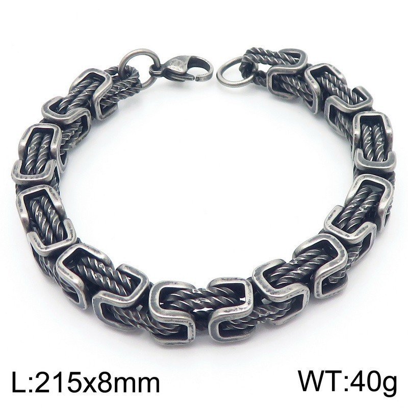 Retro Style Minimalist Hand Knotted Titanium Steel Mens Bracelet