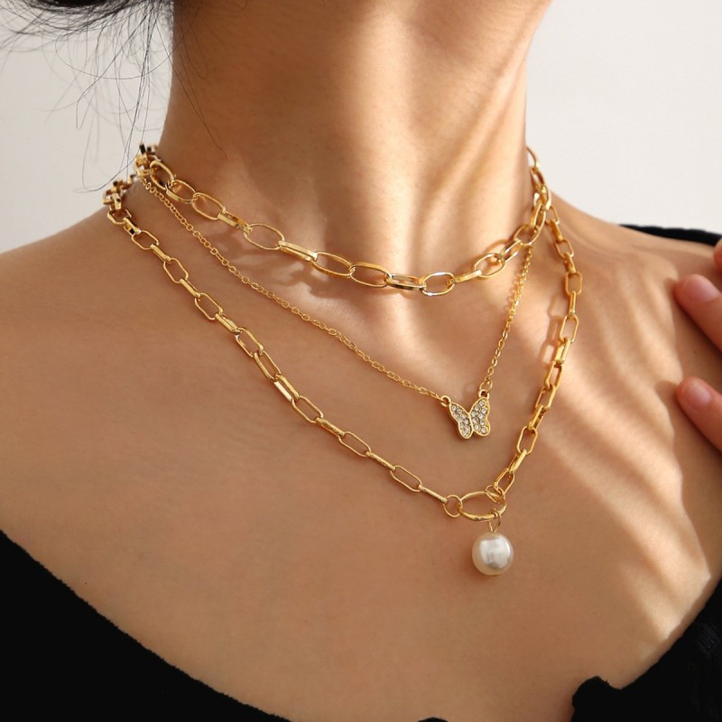 Chain Necklace Multi-layer Twin Necklace Women's F...