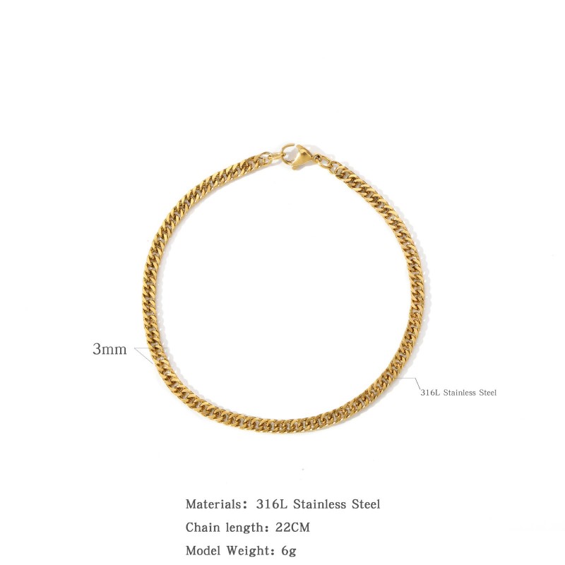 Stainless Steel Four-sided Polished Bracelet