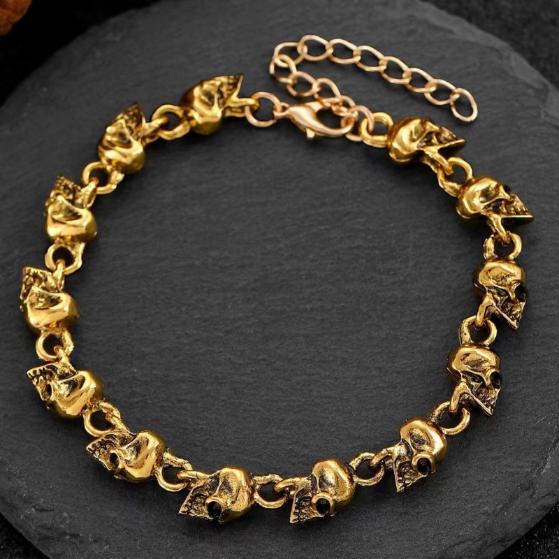 Retro Dark Punk Style Personalized Mens Skull Bracelet