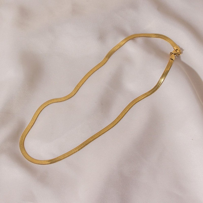 Women's Simple Stainless Steel Gold Plated Snake Chain