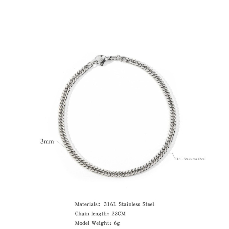 Stainless Steel Four-sided Polished Bracelet