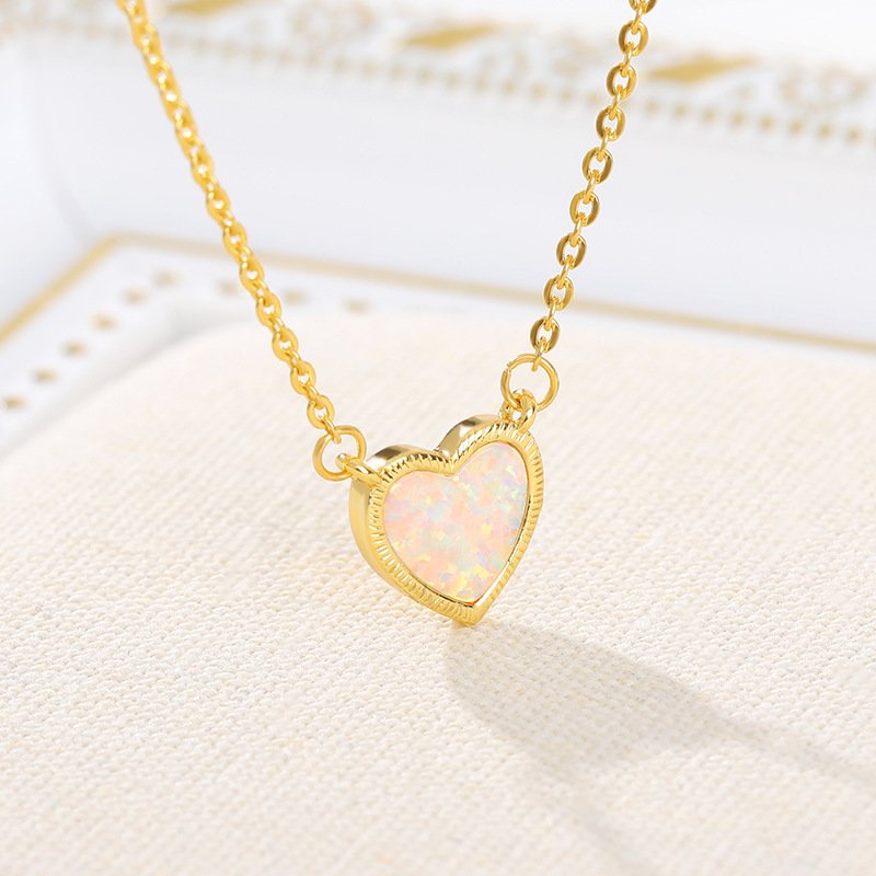 Romantic Heart Necklace Copper Zircon Pendant Necklace